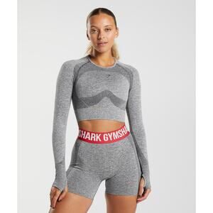 Gymshark Women’s Seamless Long-Sleeve Crop Top Size S Grey — $17.50